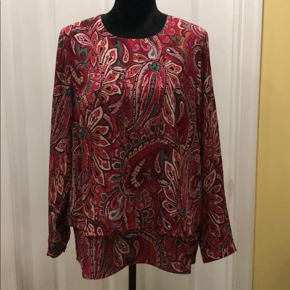 JJill Red Paisley Blouse